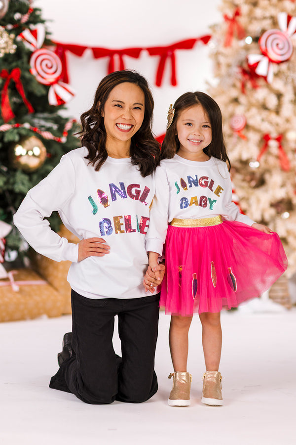 Mom & Me - "Jingle Belle & Jingle Baby" Skirt Set | Sparkle in Pink