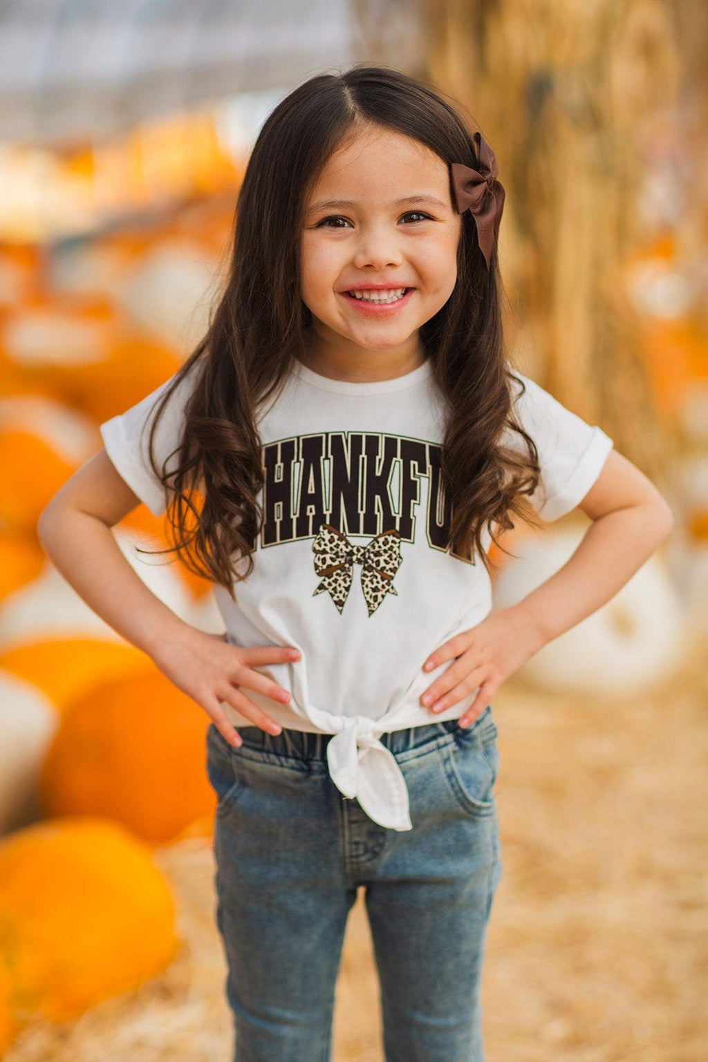 "Thankful" Cheetah Bow Denim Flare Set