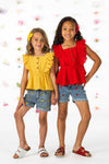 Yellow Lemon Denim Short Set | Sparkle in Pink