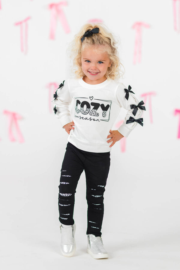 "Cozy Season" White Distressed Legging Set