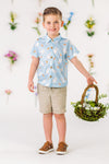Light Blue Bunny & Carrot Button Down | Sparkle in Pink
