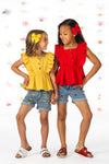 Yellow Lemon Denim Short Set | Sparkle in Pink