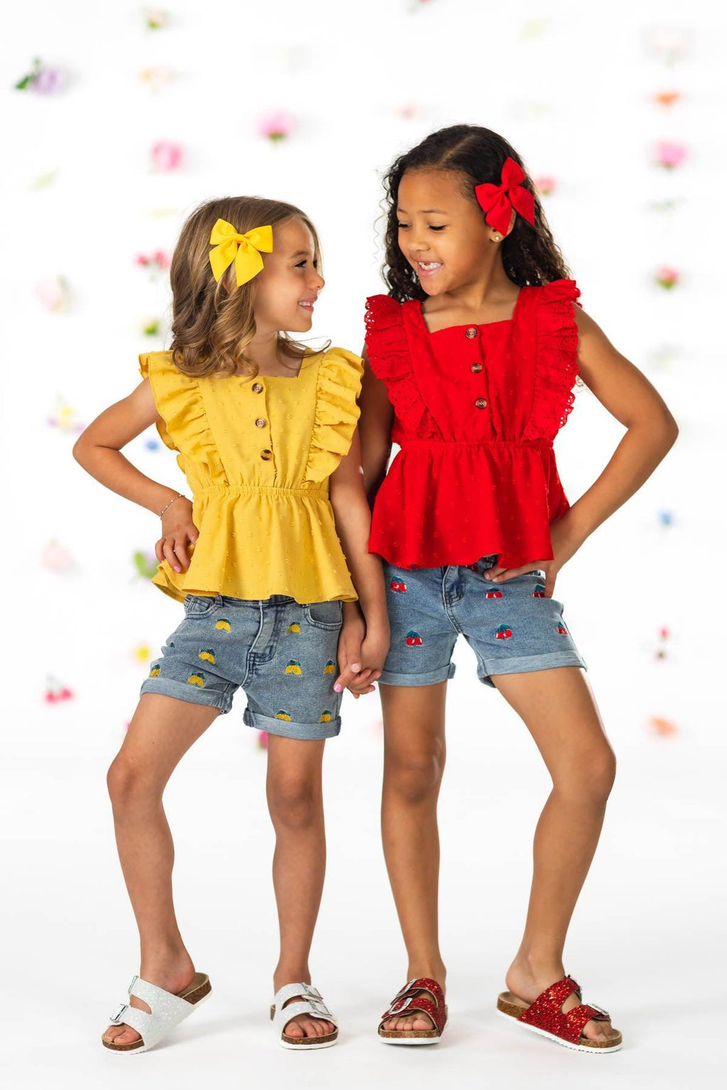 Yellow Lemon Denim Short Set | Sparkle in Pink