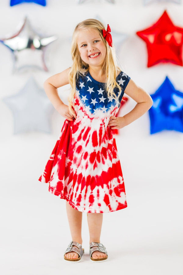 Red White & Blue Tie Dye Tank Dress | Sparkle in Pink
