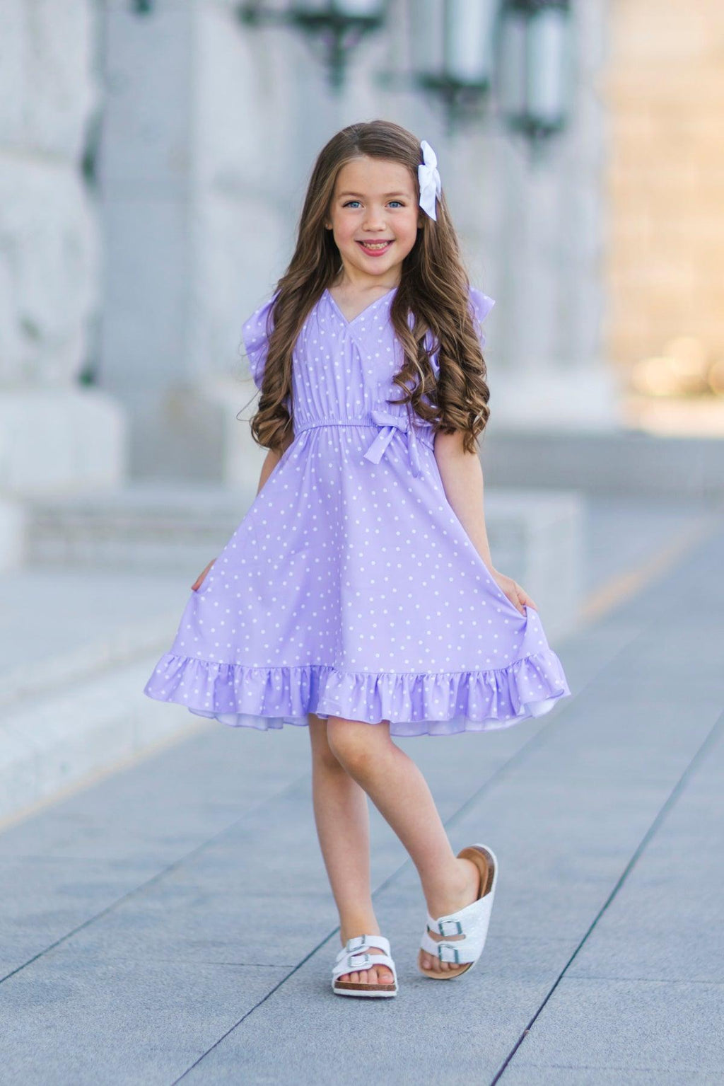 Mom & Me - Lavender Polka Dot Ruffle Dress | Sparkle in Pink