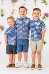 Blue Plaid Bunny Pocket Button Down | Sparkle in Pink