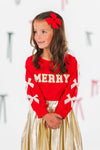 "Merry" Pearl Bow Metallic Skirt Set