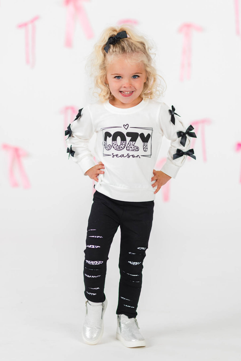 "Cozy Season" White Distressed Legging Set