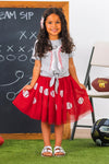Red Sequin Baseball Tutu Skirt Set | Sparkle in Pink