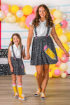 Composition Notebook Suspender Skirt Set | Sparkle in Pink
