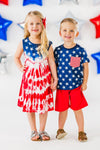 Red White & Blue Tie Dye Tank Dress | Sparkle in Pink