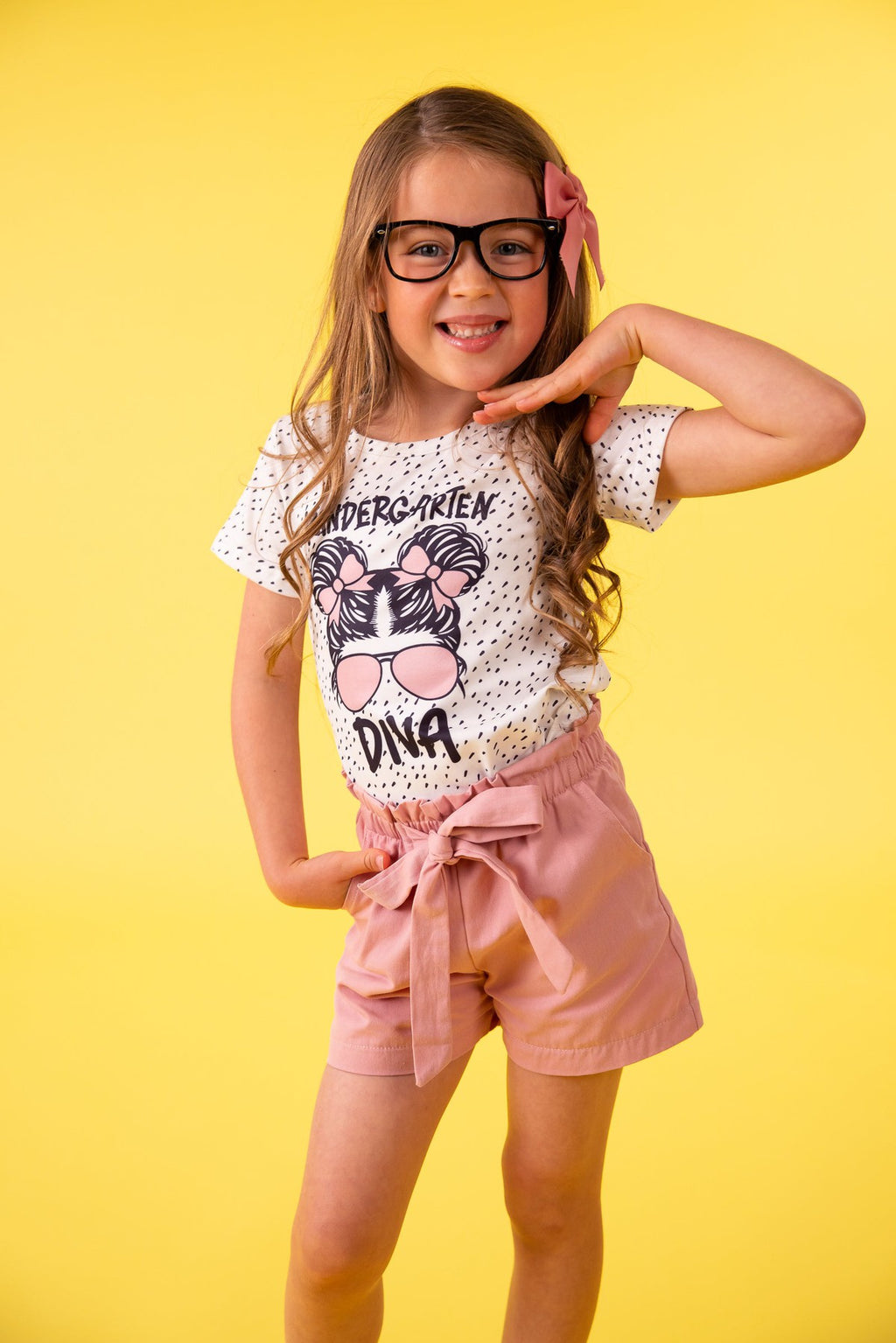 "Pre-K - 5th Grade Diva" Blush Short Set | Sparkle in Pink