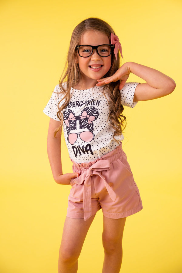 "Pre-K - 5th Grade Diva" Blush Short Set | Sparkle in Pink
