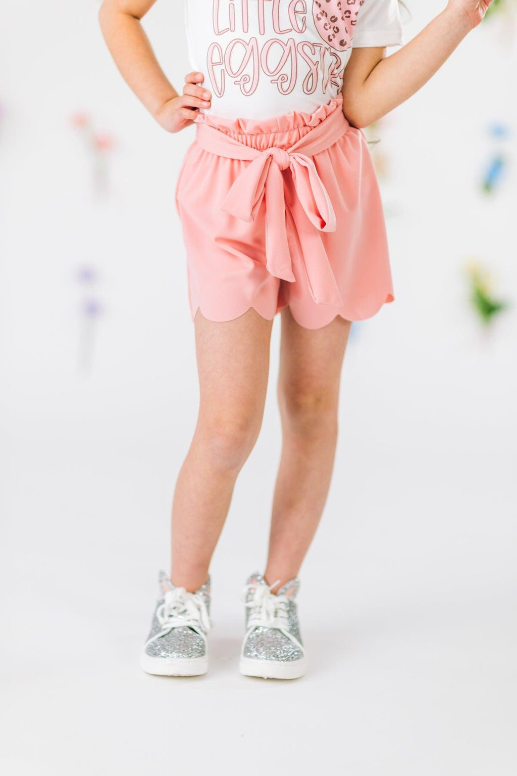 "I'm A Little Eggstra" Pink Scalloped Short Set | Sparkle in Pink