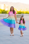 Mom & Me - Rainbow Tiered Dress | Sparkle in Pink