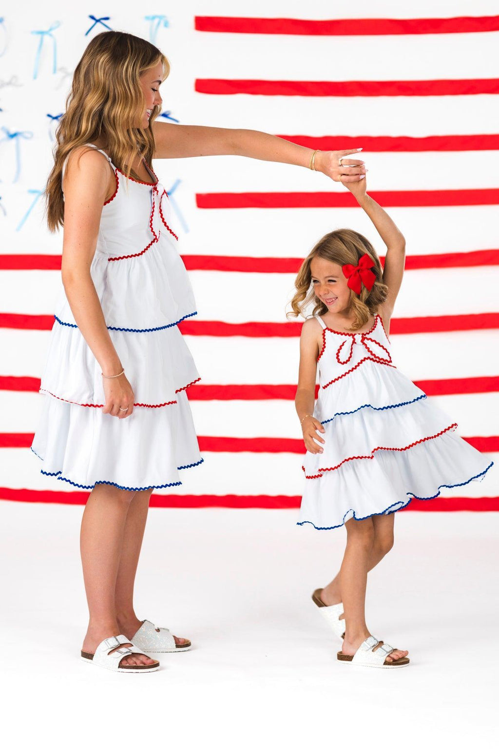 Mom & Me - Red White & Blue Tank Ruffle Dress | Sparkle in Pink