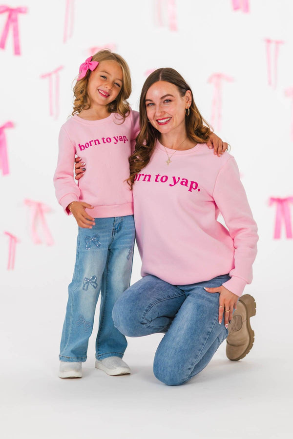 Mom & Me - "Born To Yap" Pink Long Sleeve Top