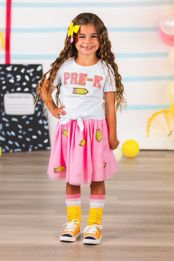 "Pre-K - 6th Grade" Pink Pencil Tutu Skirt Set | Sparkle in Pink