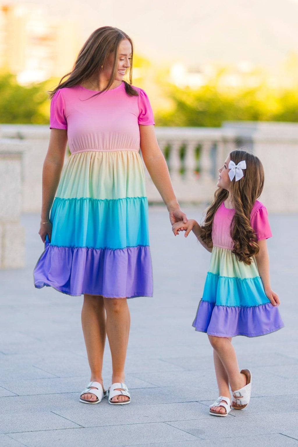 Mom & Me - Rainbow Tiered Dress | Sparkle in Pink