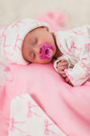 Blushing Bows Waffle Knit Blanket | Sparkle in Pink