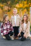 Family Burgundy Flannel & Khaki Button Down Top