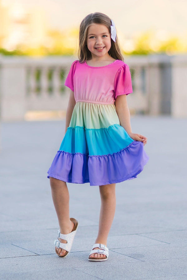 Mom & Me - Rainbow Tiered Dress | Sparkle in Pink