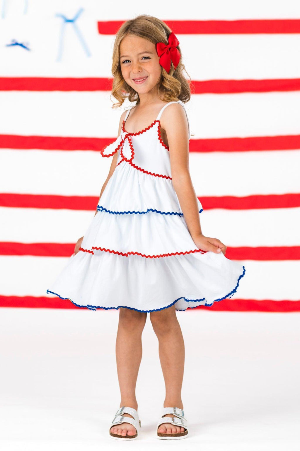 Mom & Me - Red White & Blue Tank Ruffle Dress | Sparkle in Pink