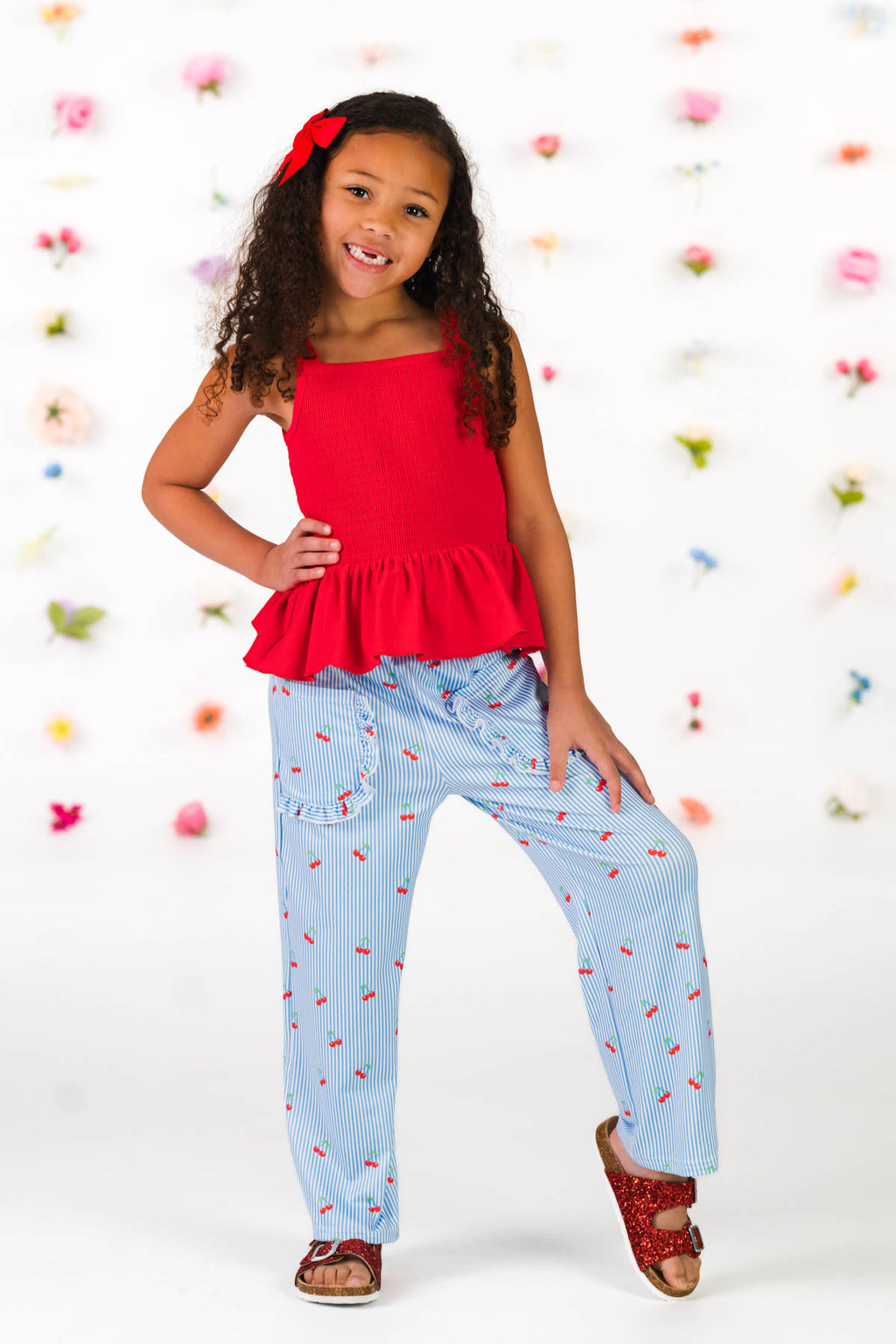 Striped Cherry Pant Set | Sparkle in Pink
