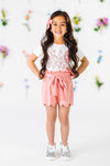 "I'm A Little Eggstra" Pink Scalloped Short Set | Sparkle in Pink