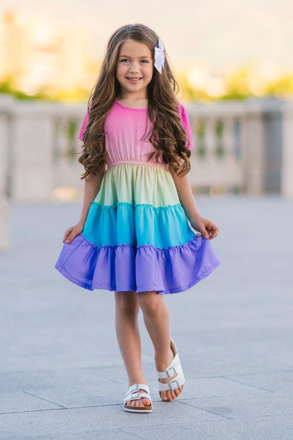 Mom & Me - Rainbow Tiered Dress | Sparkle in Pink