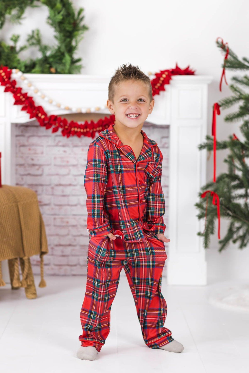 Red & Green Plaid Family Pajama Set - AND PET BANDANA!