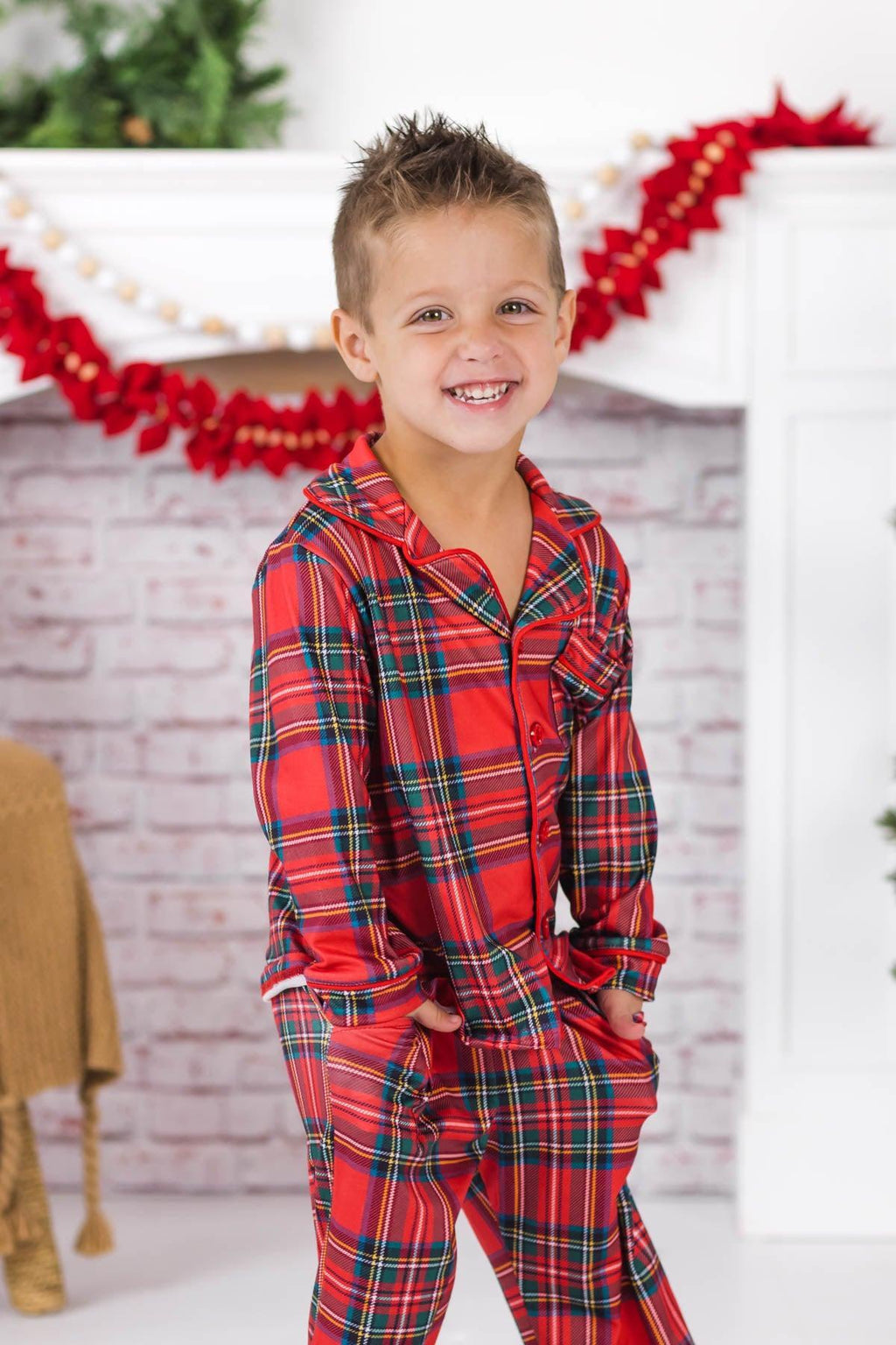 Red & Green Plaid Family Pajama Set - AND PET BANDANA!