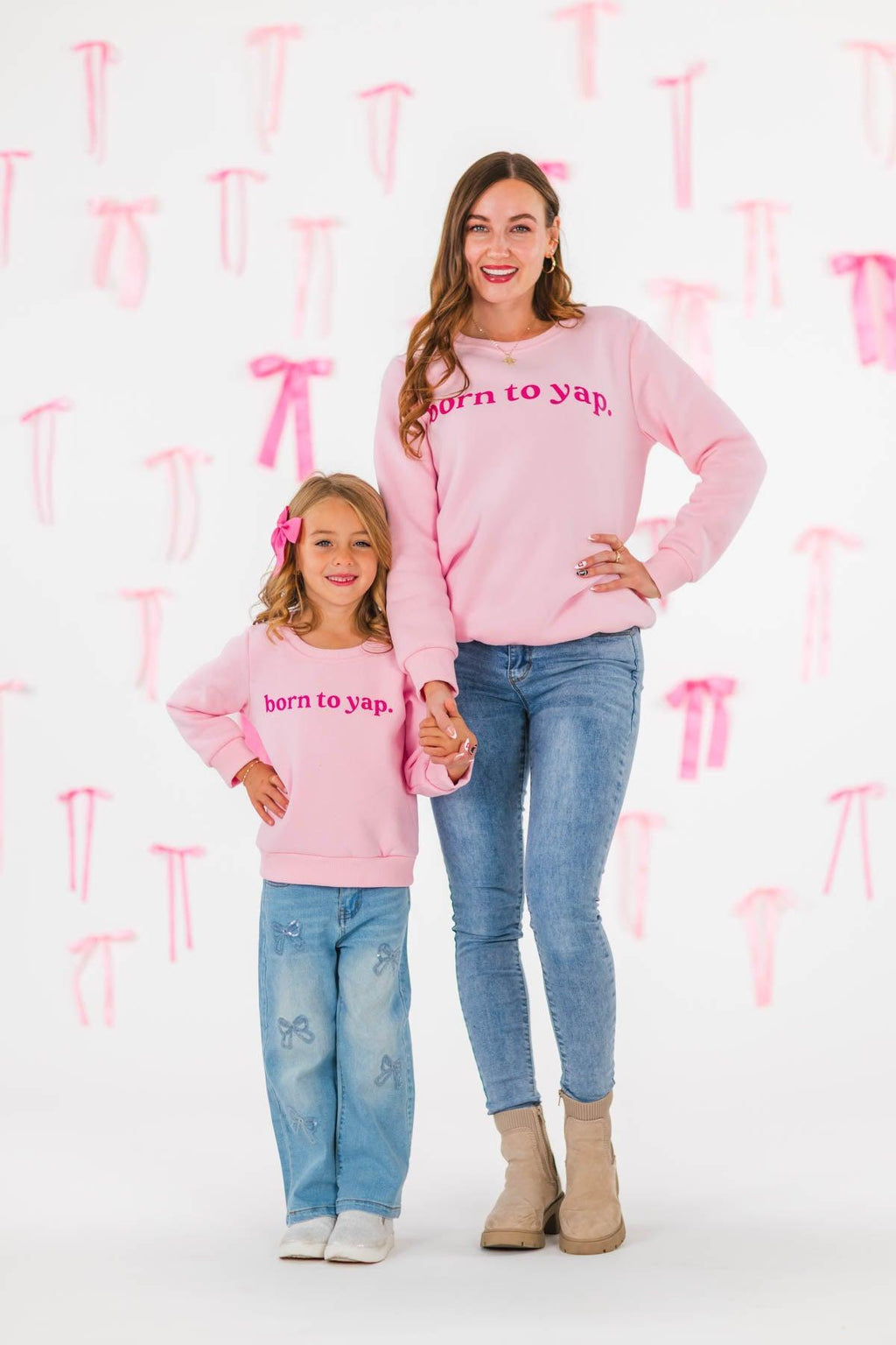 Mom & Me - "Born To Yap" Pink Long Sleeve Top