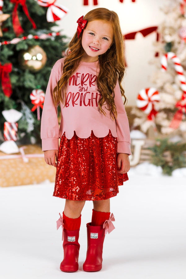 "Merry & Bright" Sequin Skirt Set