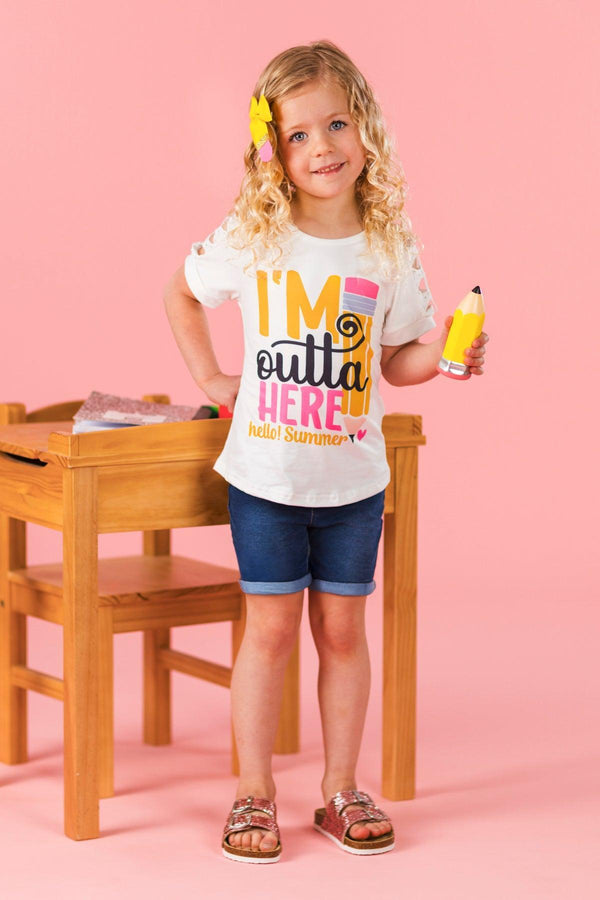 "I'm Outta Here, Hello! Summer" School Top | Sparkle in Pink
