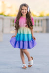 Mom & Me - Rainbow Tiered Dress | Sparkle in Pink