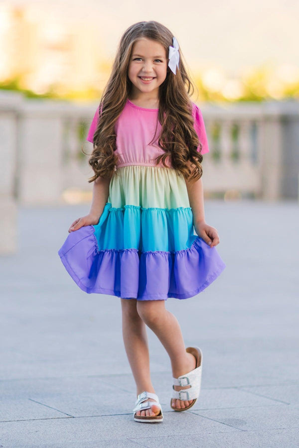 Mom & Me - Rainbow Tiered Dress | Sparkle in Pink