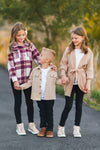 Family Burgundy Flannel & Khaki Button Down Top