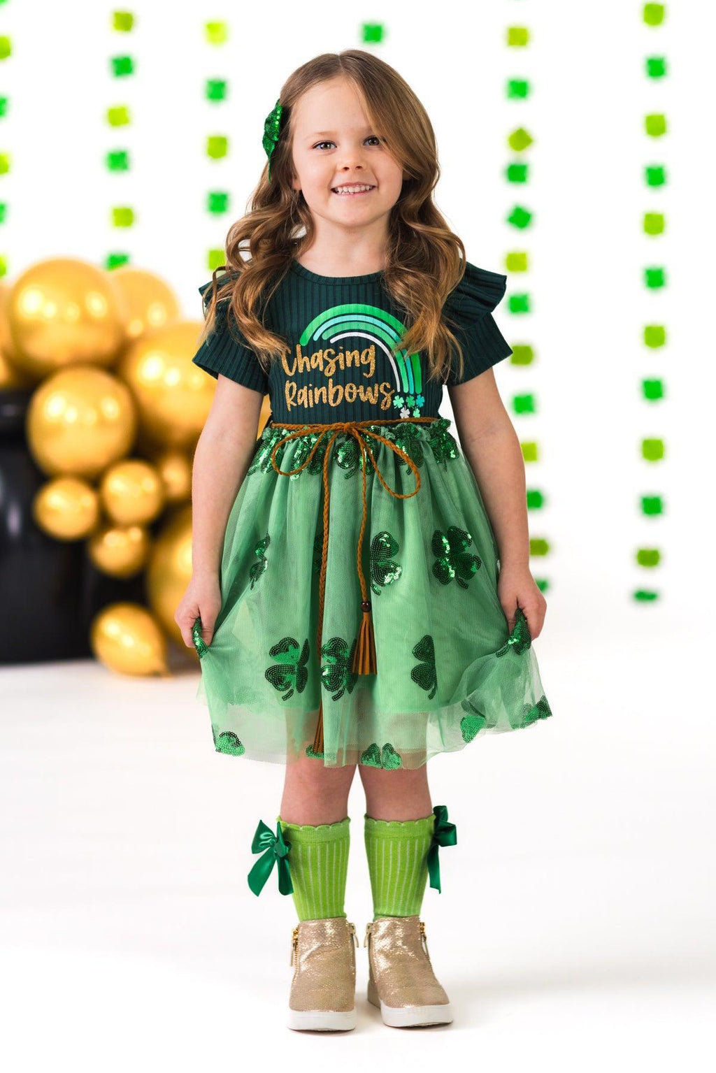 "Chasing Rainbows" Shamrock Tutu Dress | Sparkle in Pink