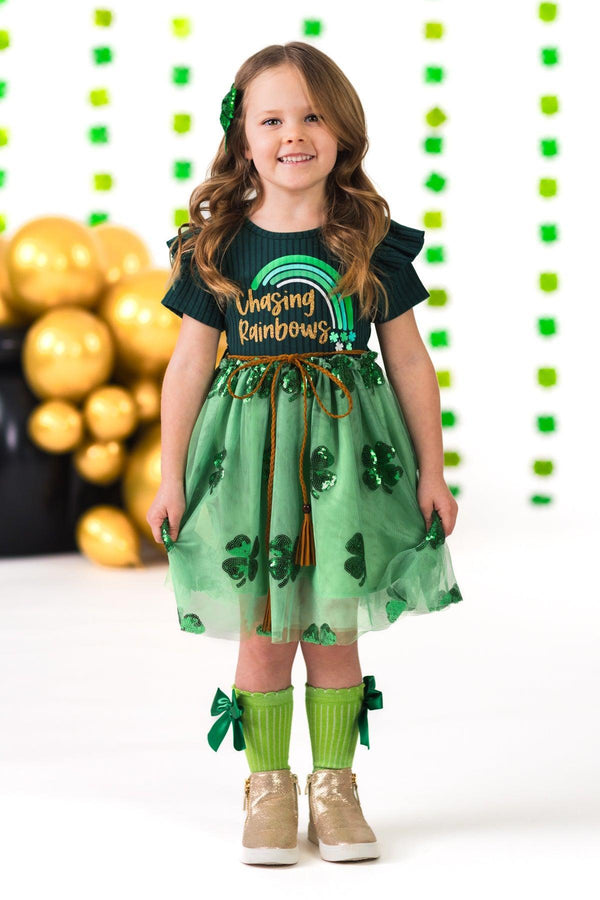 "Chasing Rainbows" Shamrock Tutu Dress | Sparkle in Pink