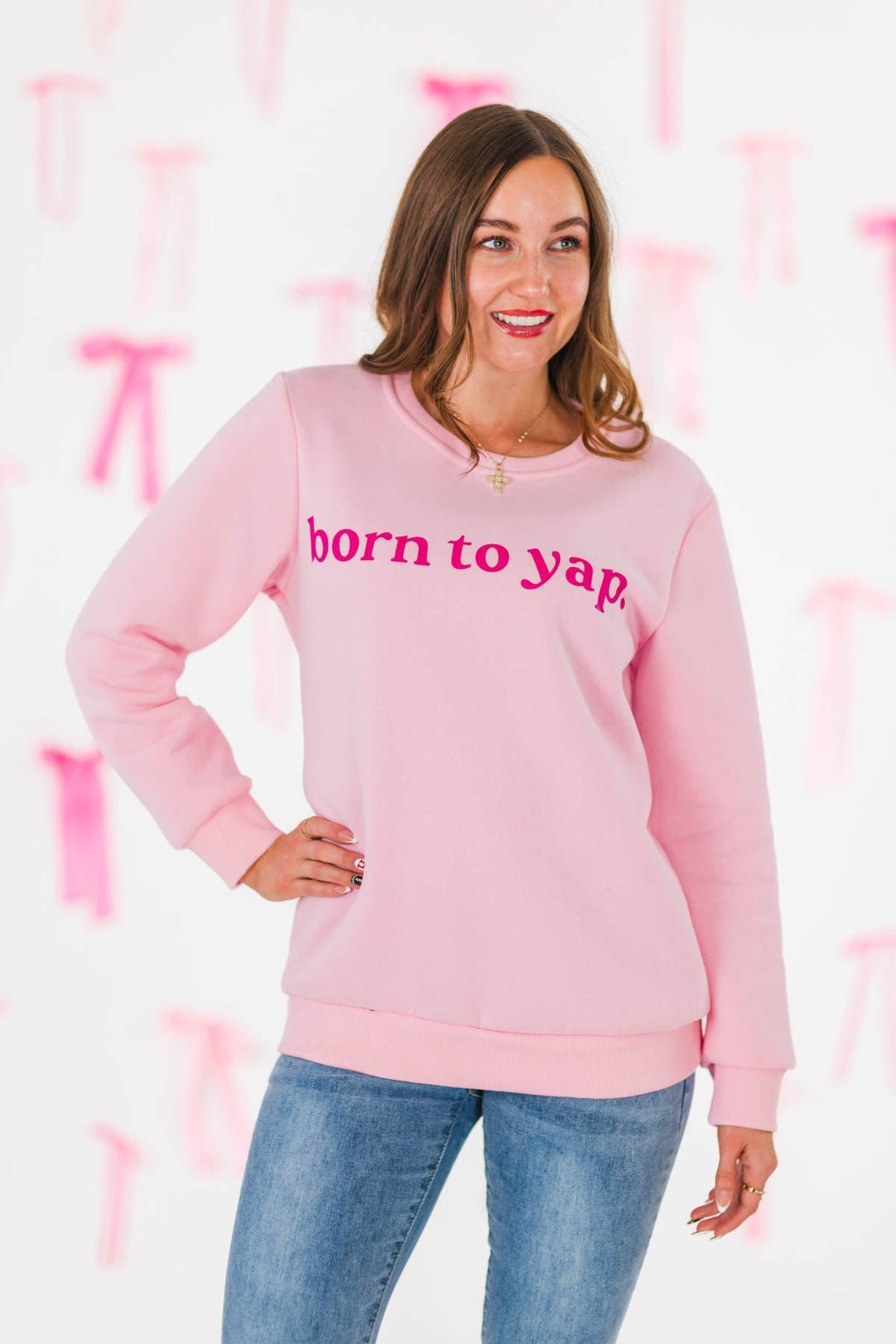 Mom & Me - "Born To Yap" Pink Long Sleeve Top
