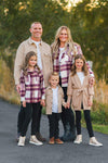 Family Burgundy Flannel & Khaki Button Down Top