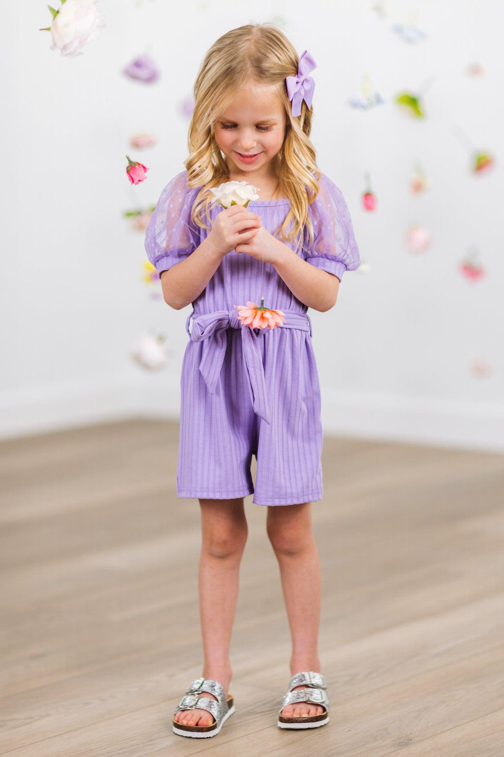 Polka Dot Tulle Puff Sleeve Romper | Sparkle in Pink