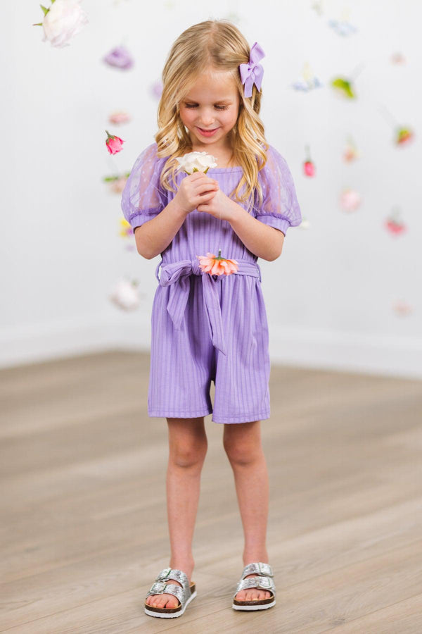 Polka Dot Tulle Puff Sleeve Romper | Sparkle in Pink
