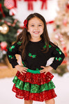 Mom & Me - Sequin Holly Top & Skirt Set