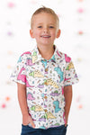 Pastel Dinosaur Button Down | Sparkle in Pink