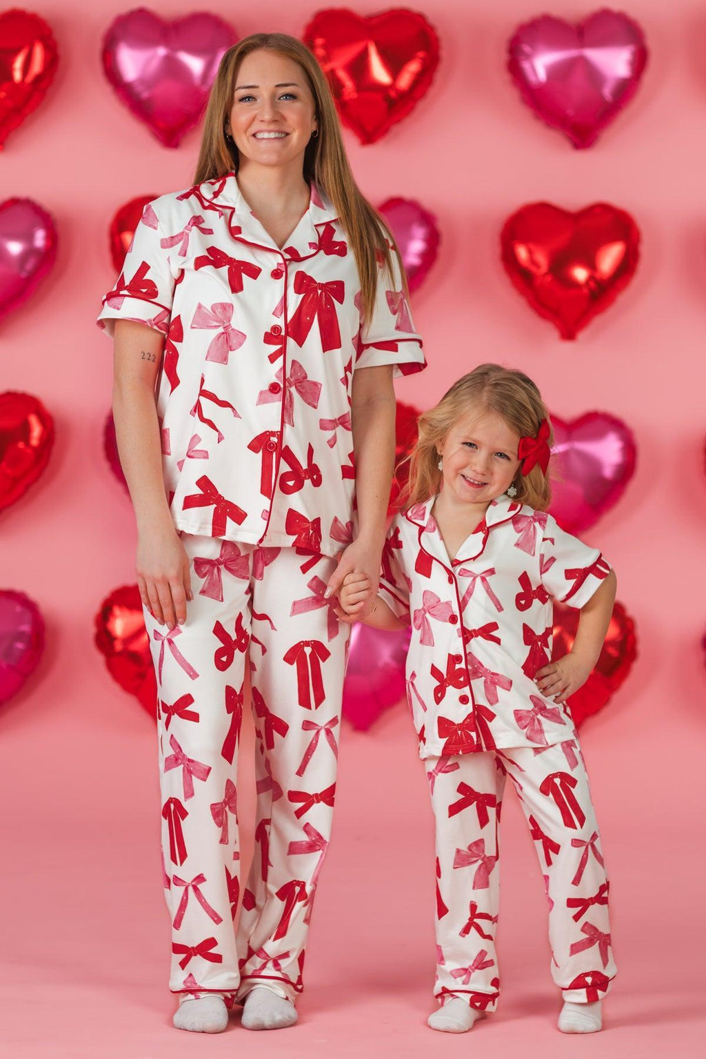 Mom & Me - Pink & Red Bow Pajamas | Sparkle in Pink