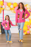 Hot Pink Sequin Pencil Cardigan | Sparkle in Pink