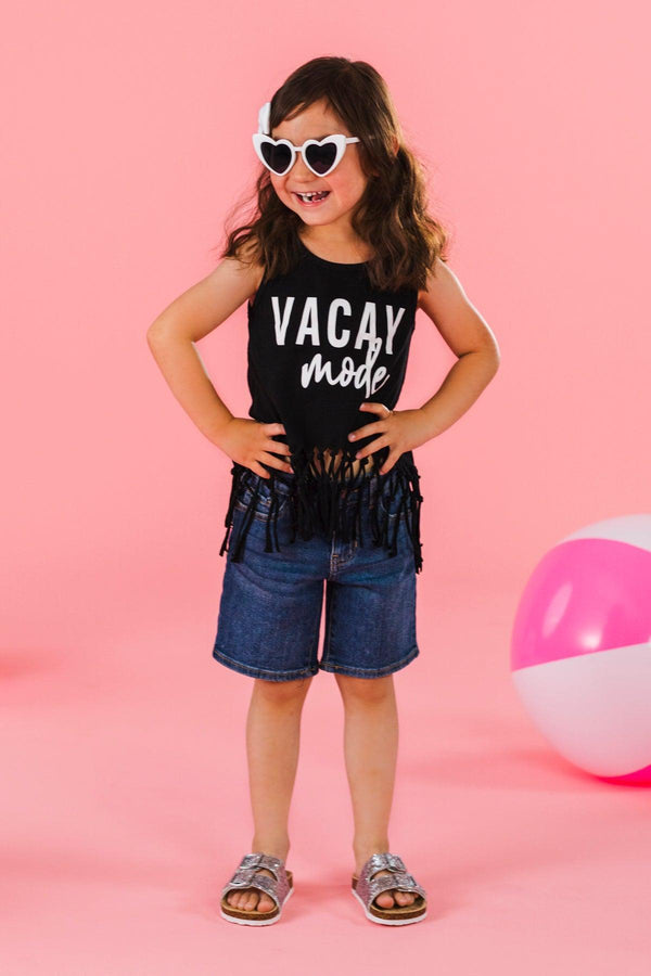 Mom & Me - "Vacay Mode" Black Tank Top | Sparkle in Pink