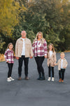 Family Burgundy Flannel & Khaki Button Down Top